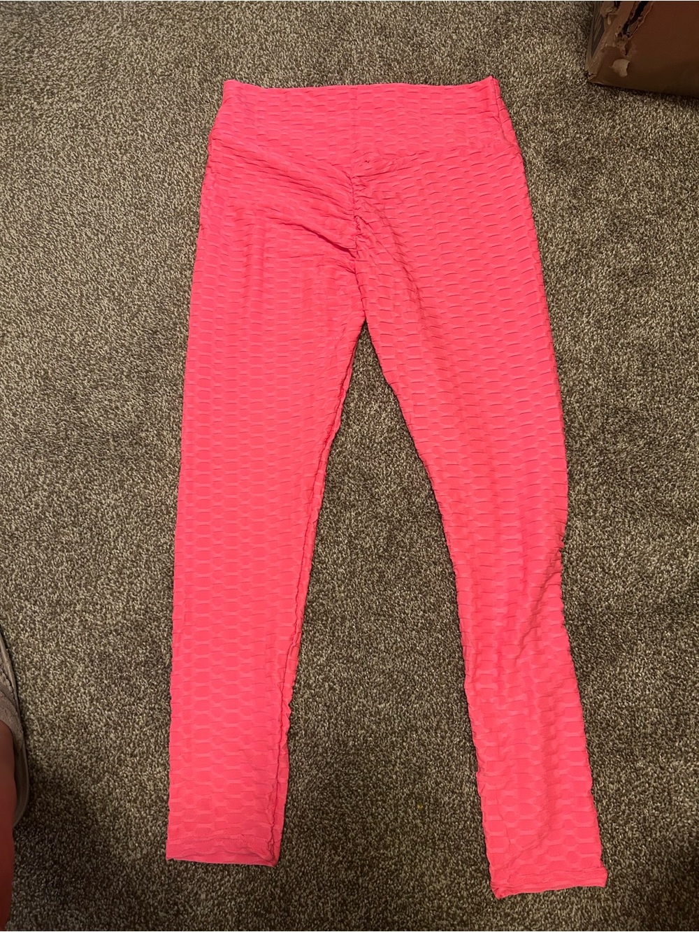 Bright Pink Textured High-Waist Leggings
